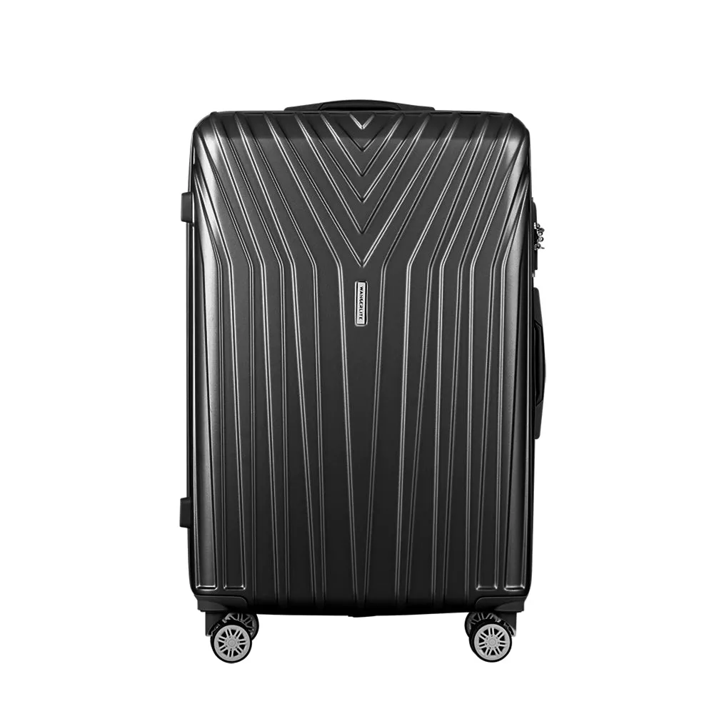 3pc Luggage Trolley Suitcase Sets | 20'' 24'' 28'' | Travel Hard Case | Lightweight Black