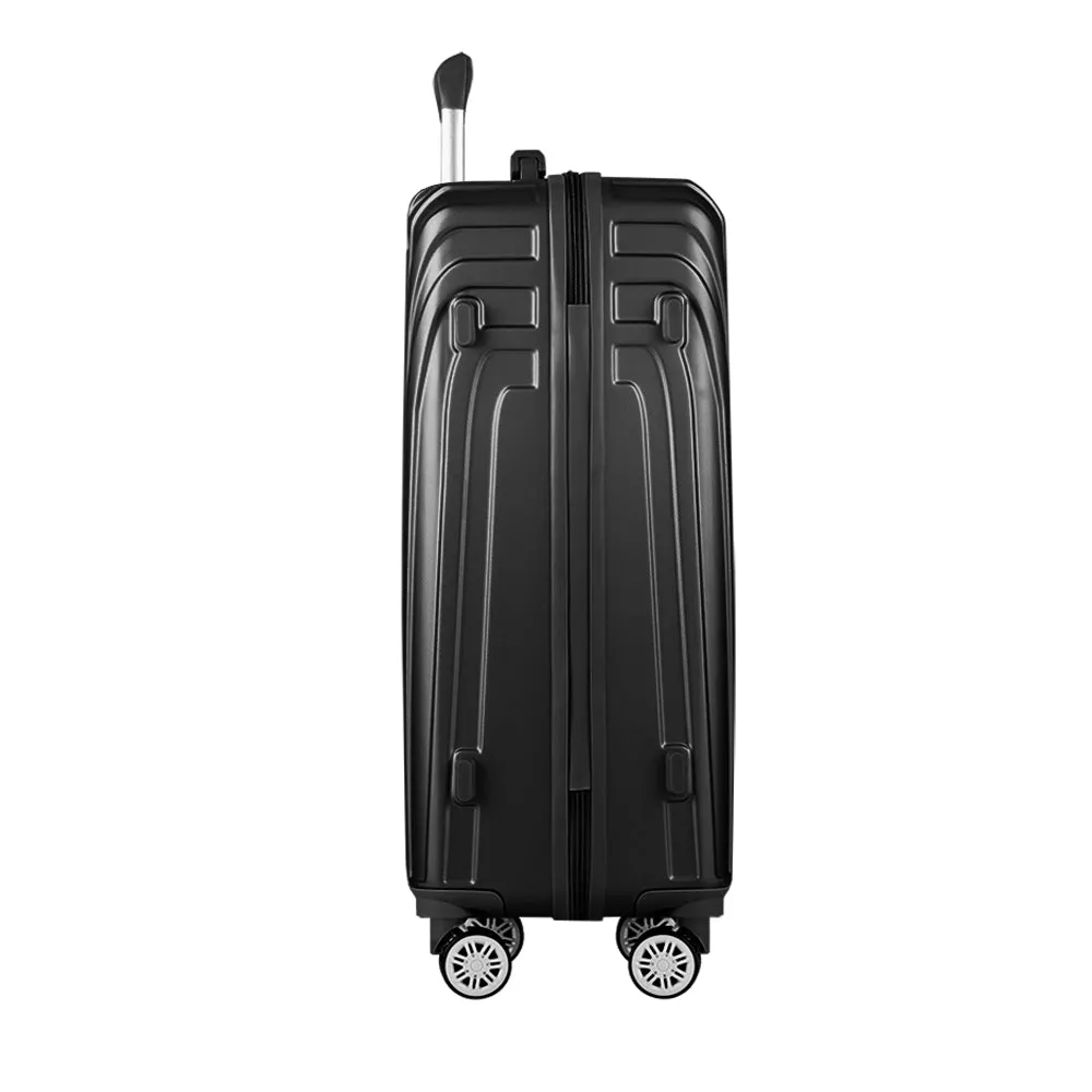 3pc Luggage Trolley Suitcase Sets | 20'' 24'' 28'' | Travel Hard Case | Lightweight Black