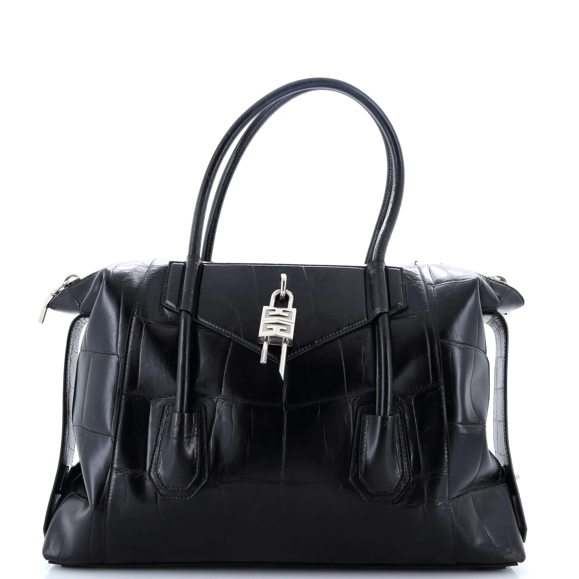 Antigona Soft Lock Bag Crocodile Embossed Leather Medium