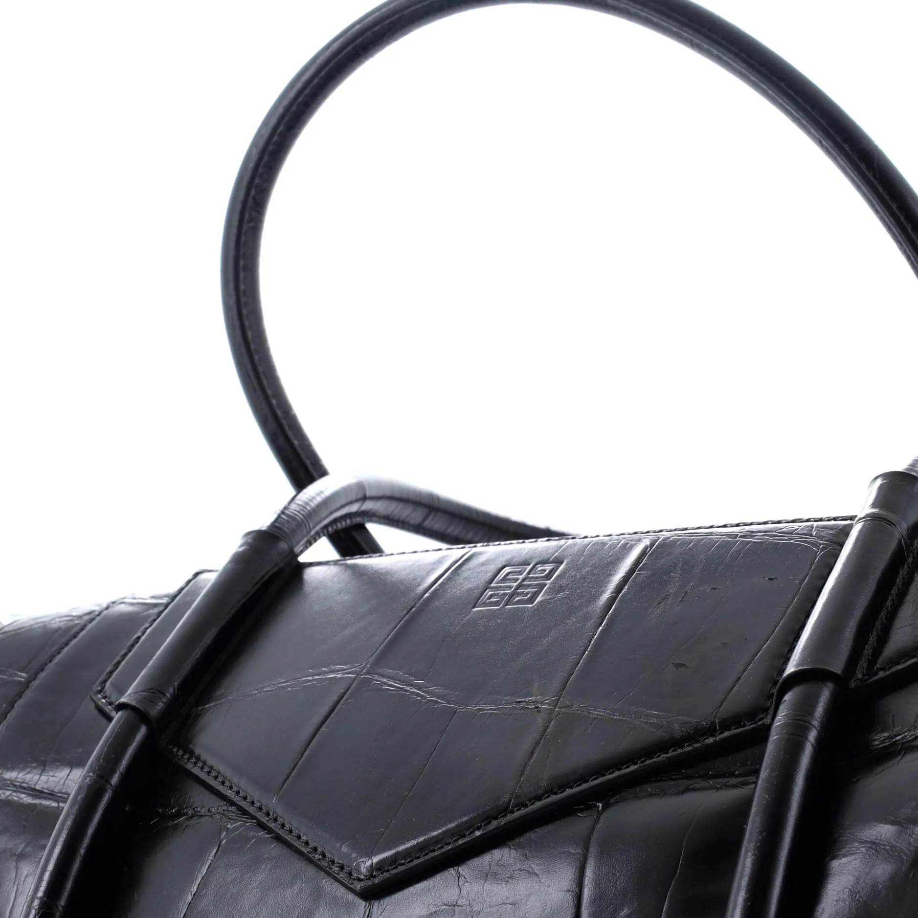 Antigona Soft Lock Bag Crocodile Embossed Leather Medium