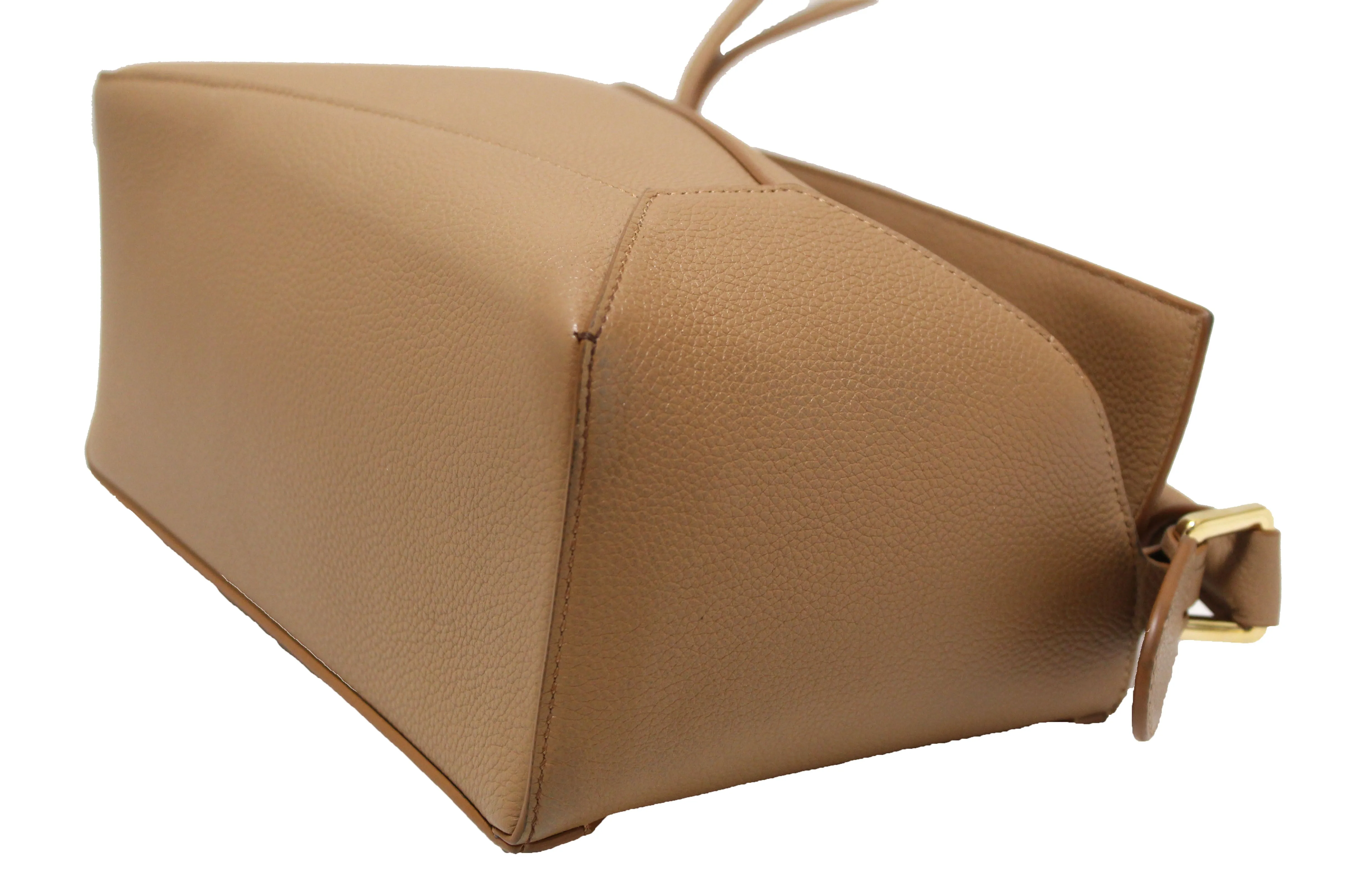 Authentic Loewe Brown Soft Grained Calfskin Small Puzzle Edge Bag