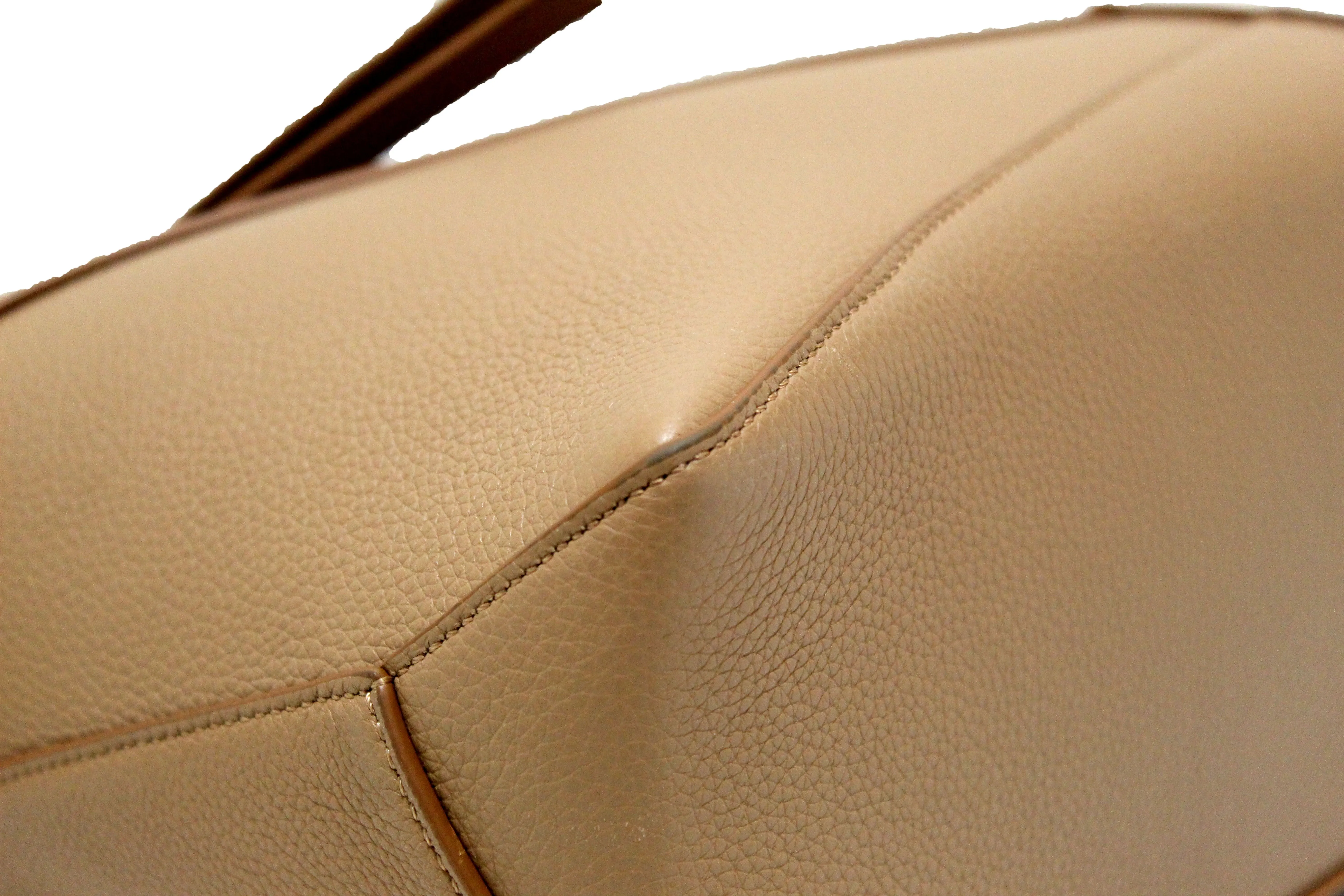 Authentic Loewe Brown Soft Grained Calfskin Small Puzzle Edge Bag