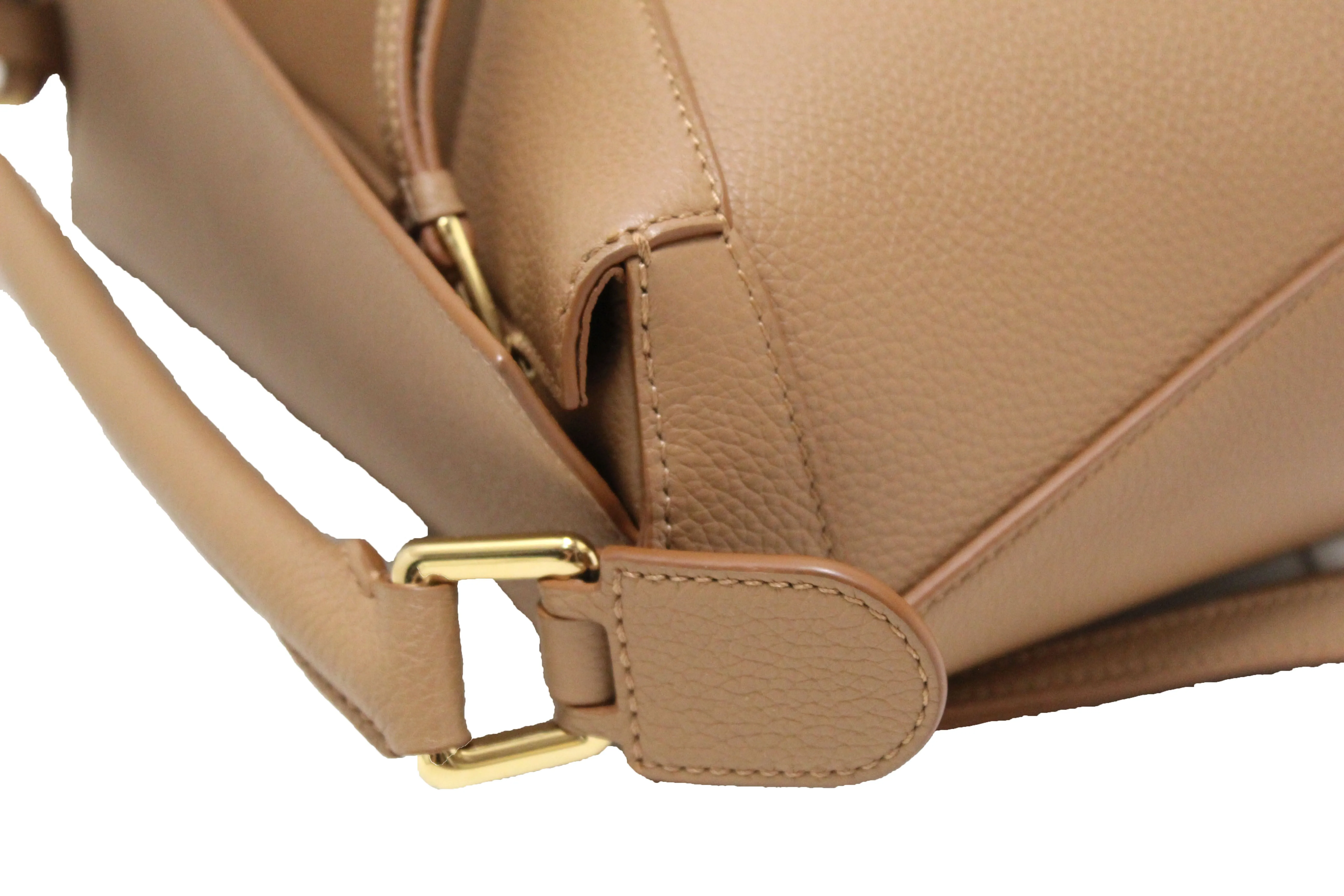 Authentic Loewe Brown Soft Grained Calfskin Small Puzzle Edge Bag