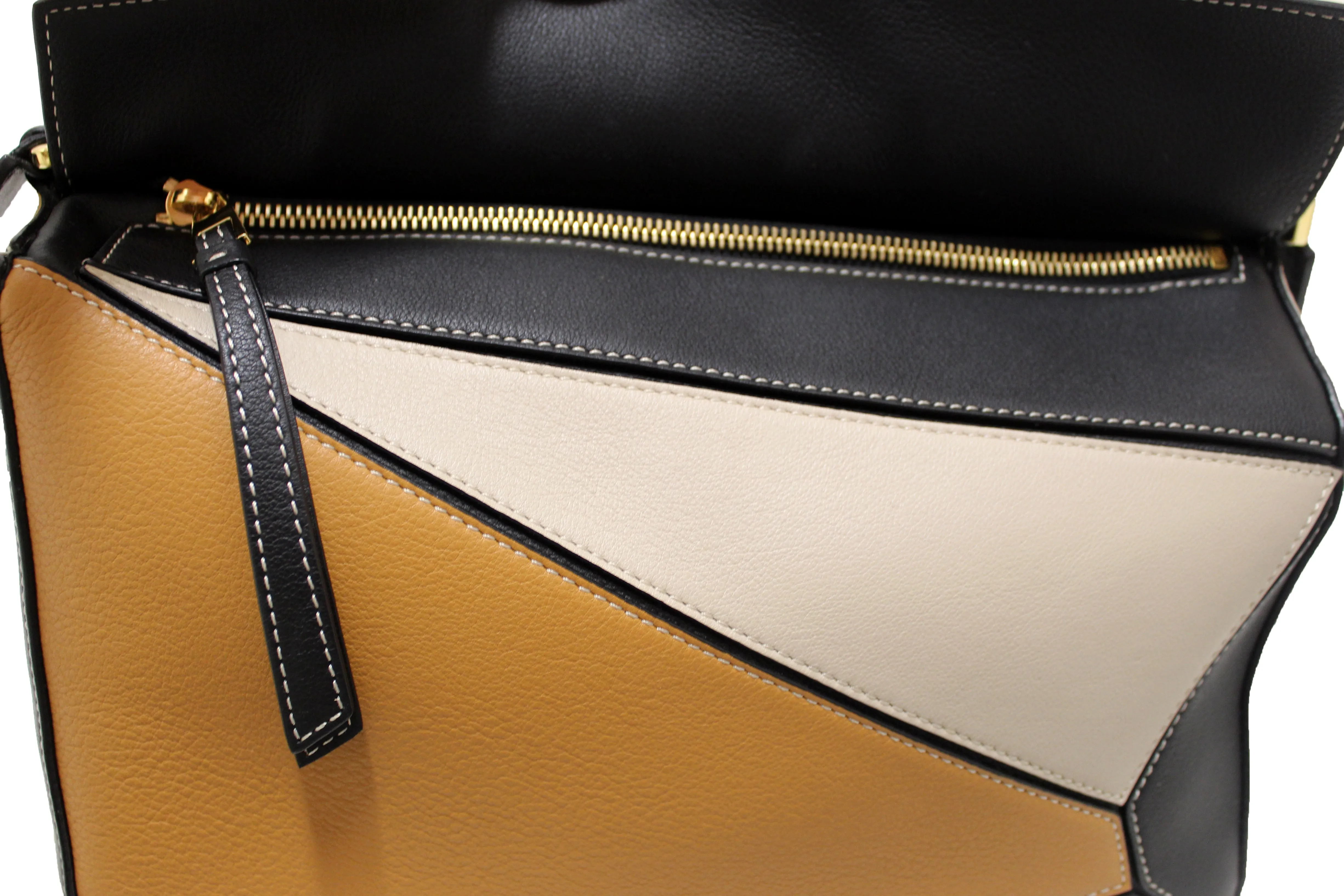Authentic Loewe Grained Calfskin Two Tone Medium Puzzle Bag