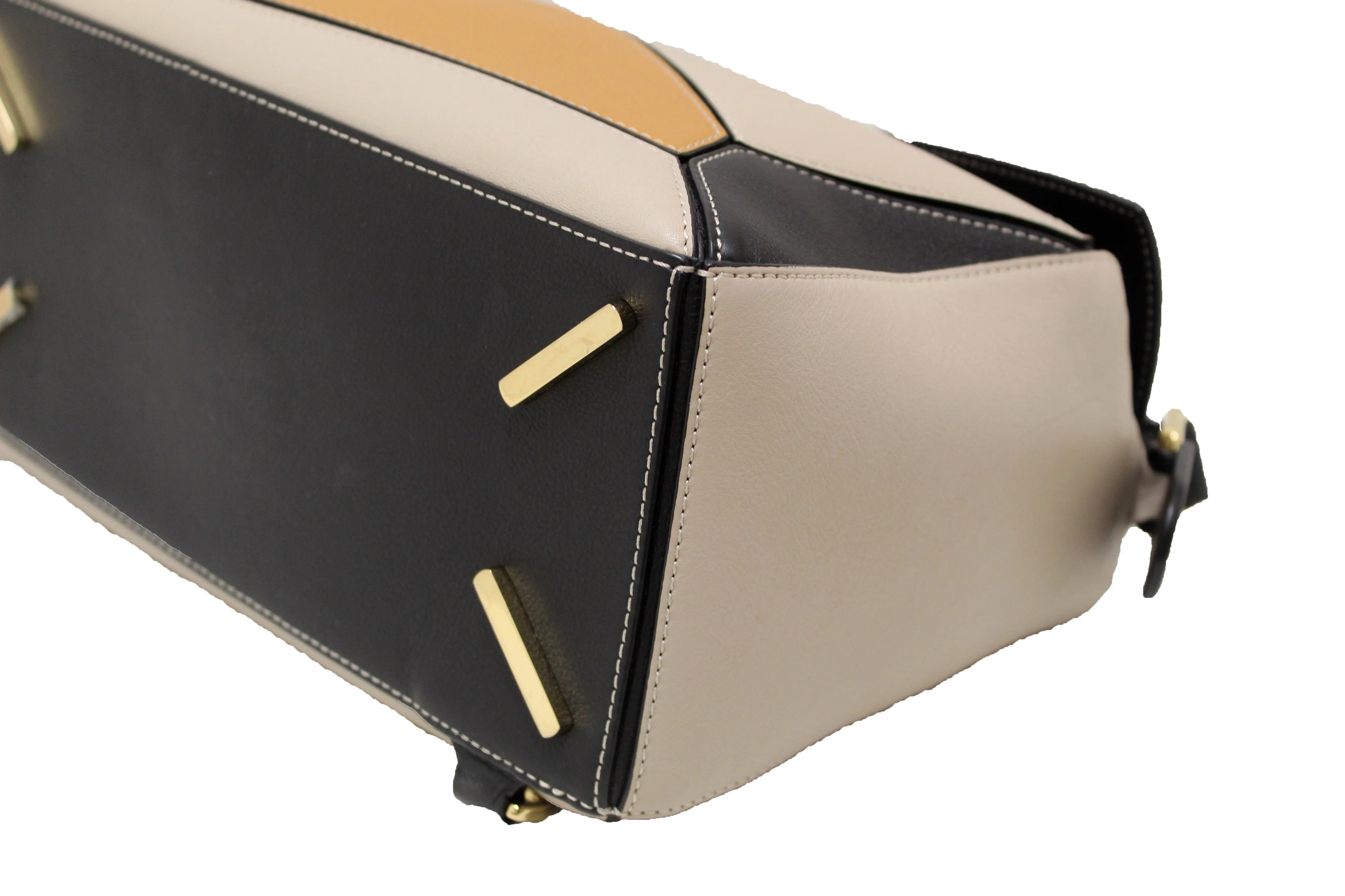 Authentic Loewe Grained Calfskin Two Tone Medium Puzzle Bag