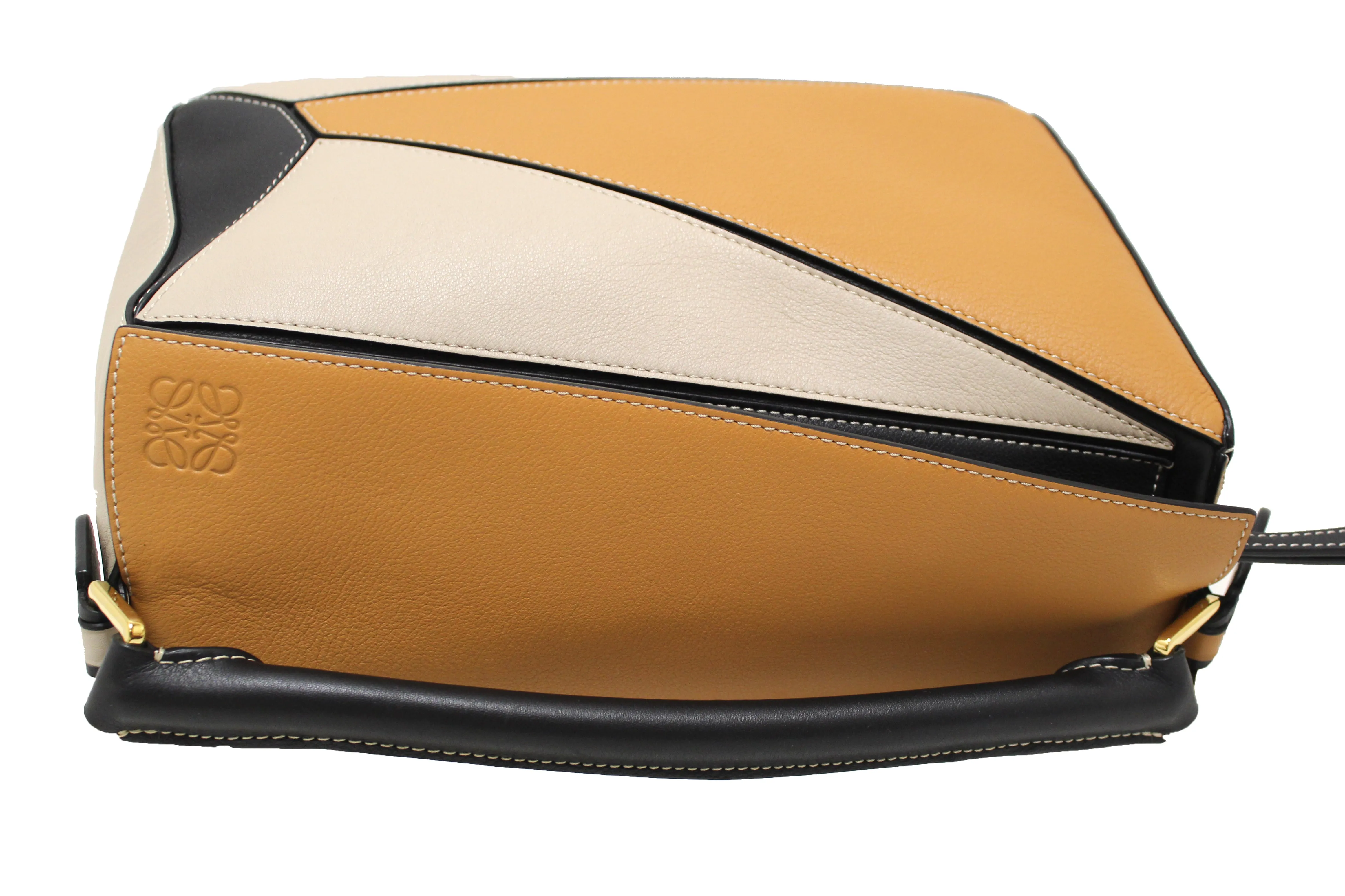 Authentic Loewe Grained Calfskin Two Tone Medium Puzzle Bag