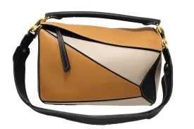 Authentic Loewe Grained Calfskin Two Tone Medium Puzzle Bag