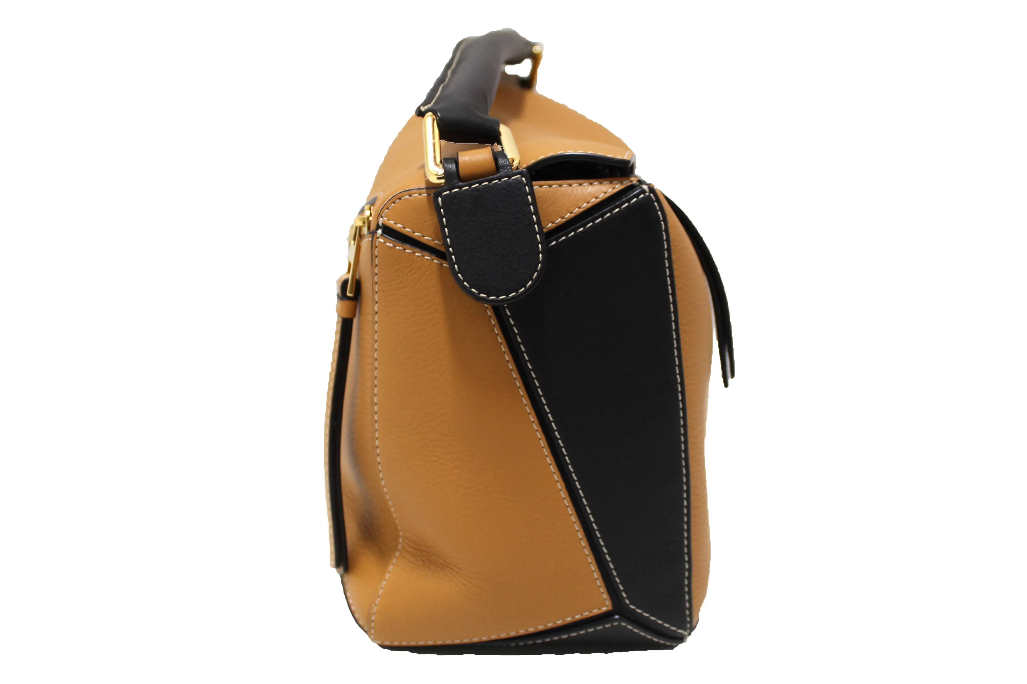 Authentic Loewe Grained Calfskin Two Tone Medium Puzzle Bag