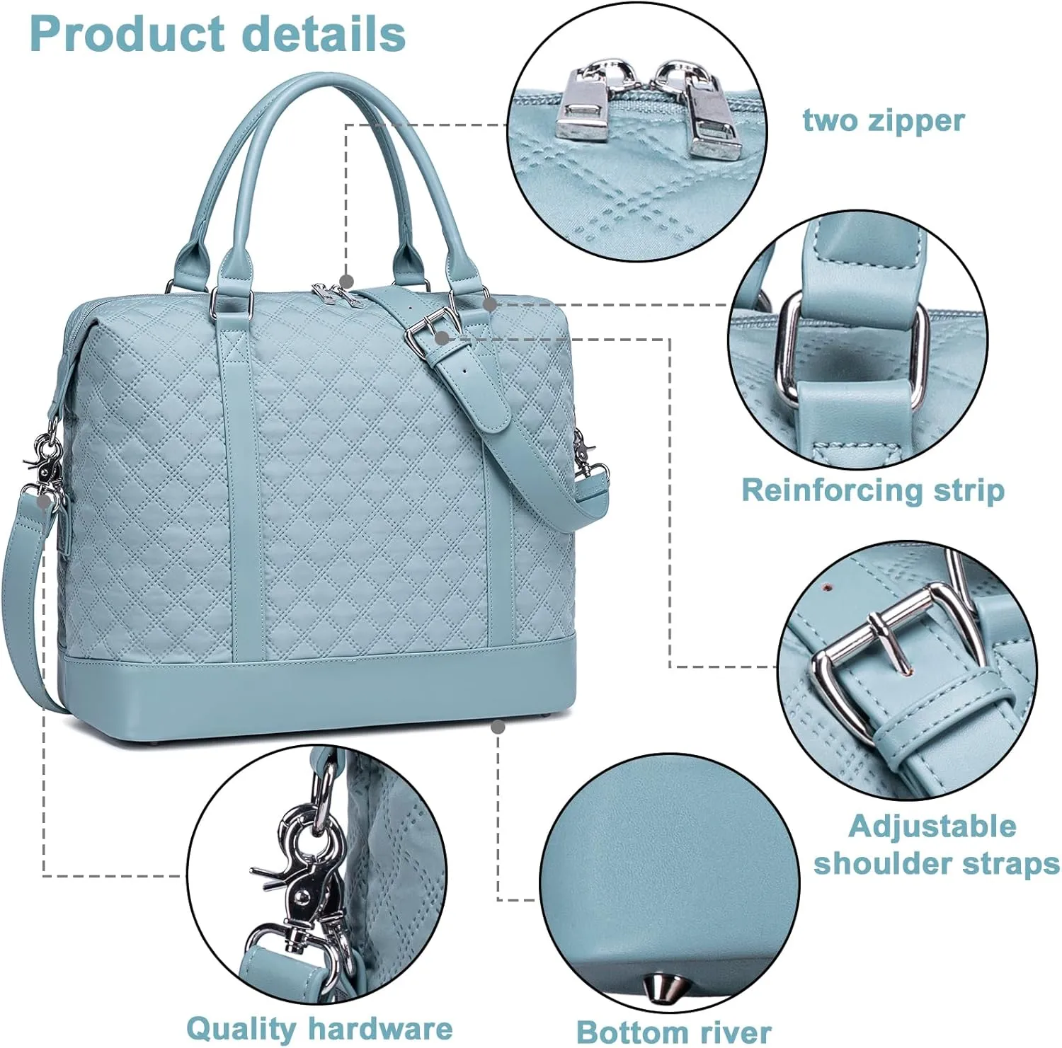 BLUBOON Travel Tote Bags with Zipper Ladies Canvas Bag Weekender Overnight Bag for Women Carry on Duffel Bag Trolley Sleeve