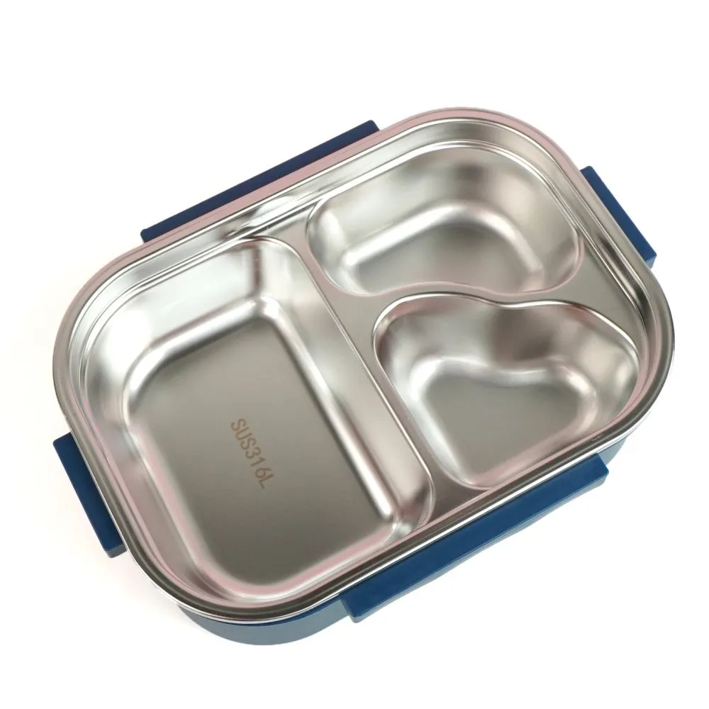 Blue Lunch Time 2 pcs Stainless Steel Kids Lunch Box with matching Lunch Bag