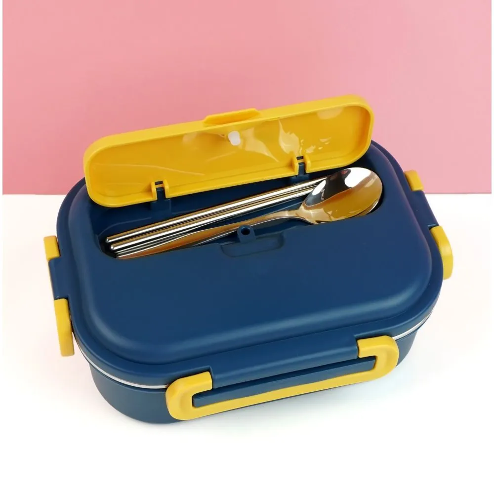 Blue Lunch Time 2 pcs Stainless Steel Kids Lunch Box with matching Lunch Bag