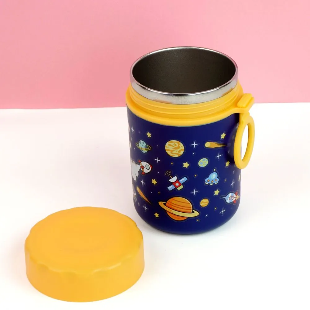 Blue Space Slice 2pcs, Stainless Steel Soup Box and Lunch Box with Bag for Kids