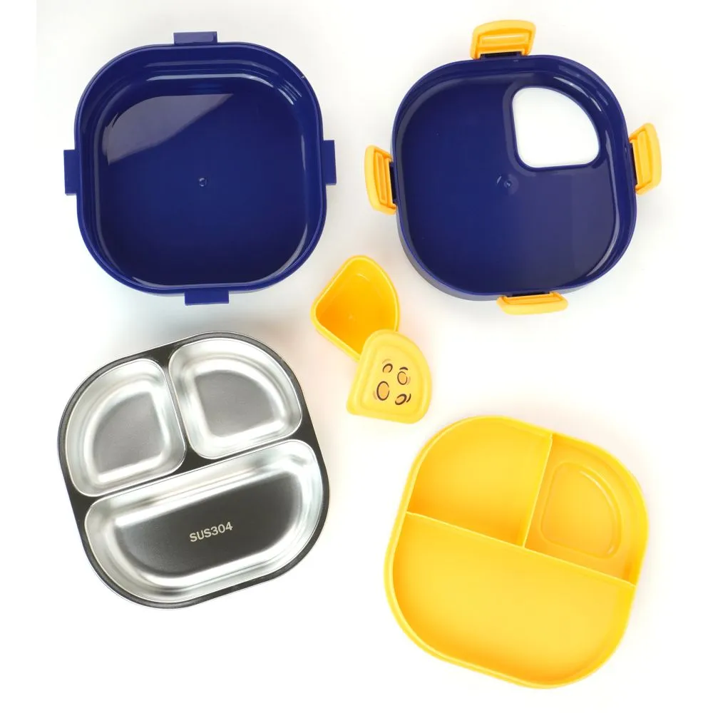 Blue Space Slice 2pcs, Stainless Steel Soup Box and Lunch Box with Bag for Kids