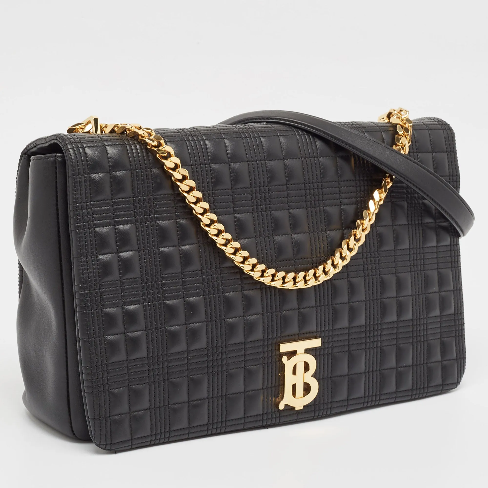 Burberry Black Quilted Leather Lola Flap Shoulder Bag