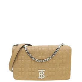 Burberry Camel Quilted Lola Chain Medium Bag