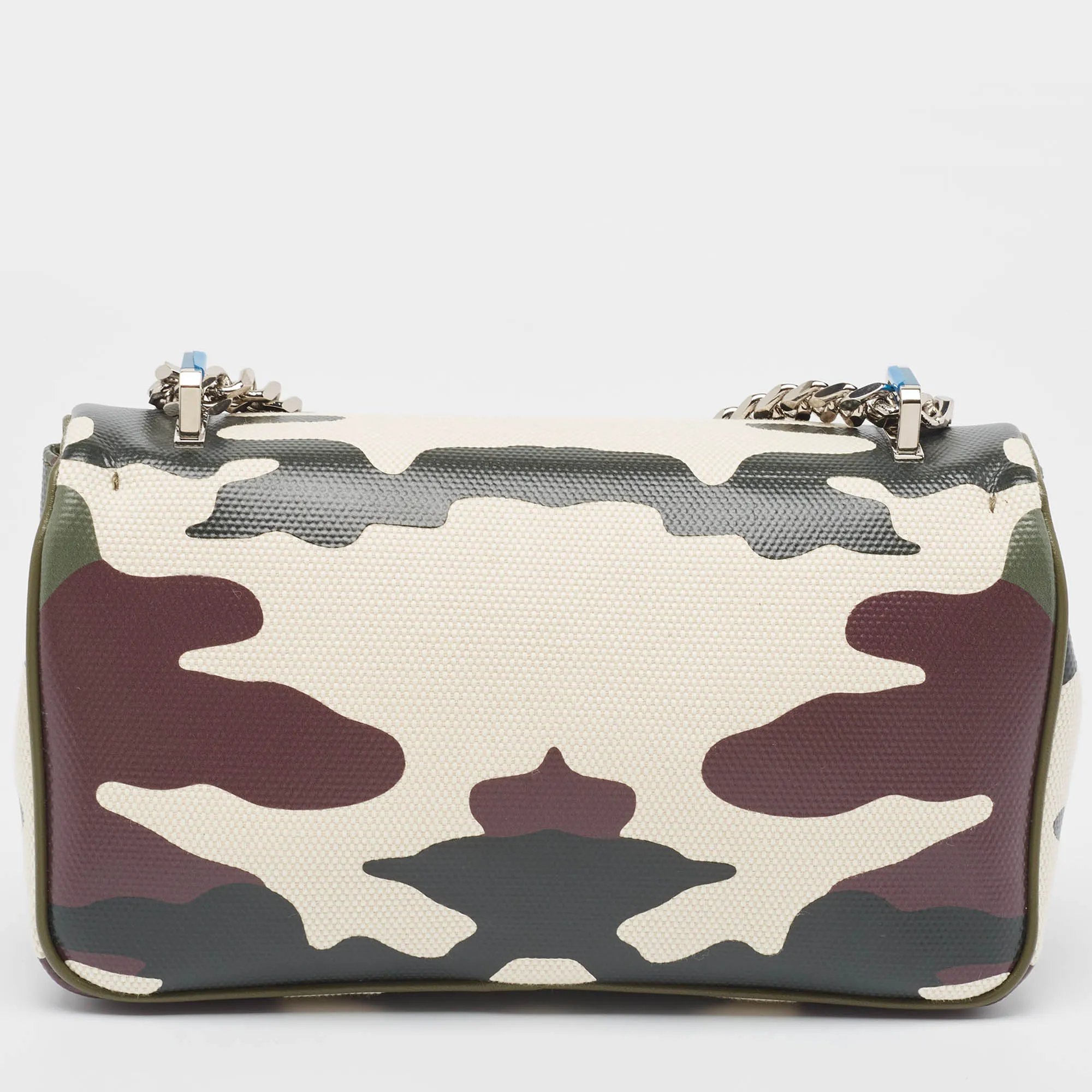 BURBERRY Green Camouflage Coated and Canvas Small Lola Shoulder Bag