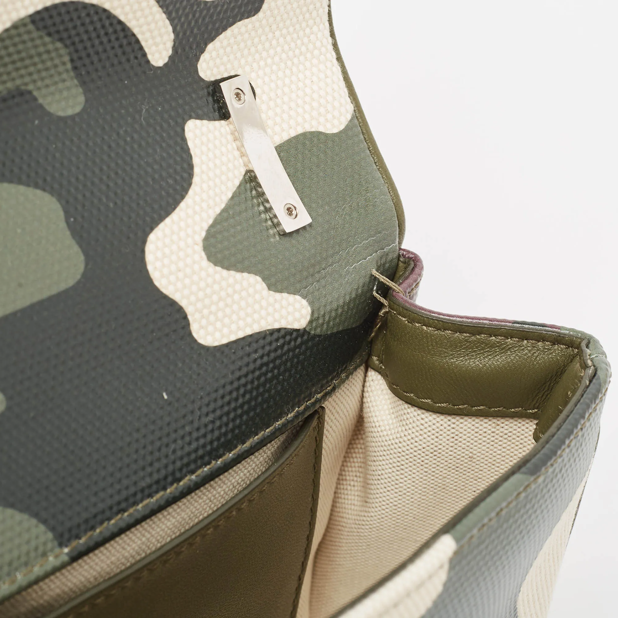 BURBERRY Green Camouflage Coated and Canvas Small Lola Shoulder Bag
