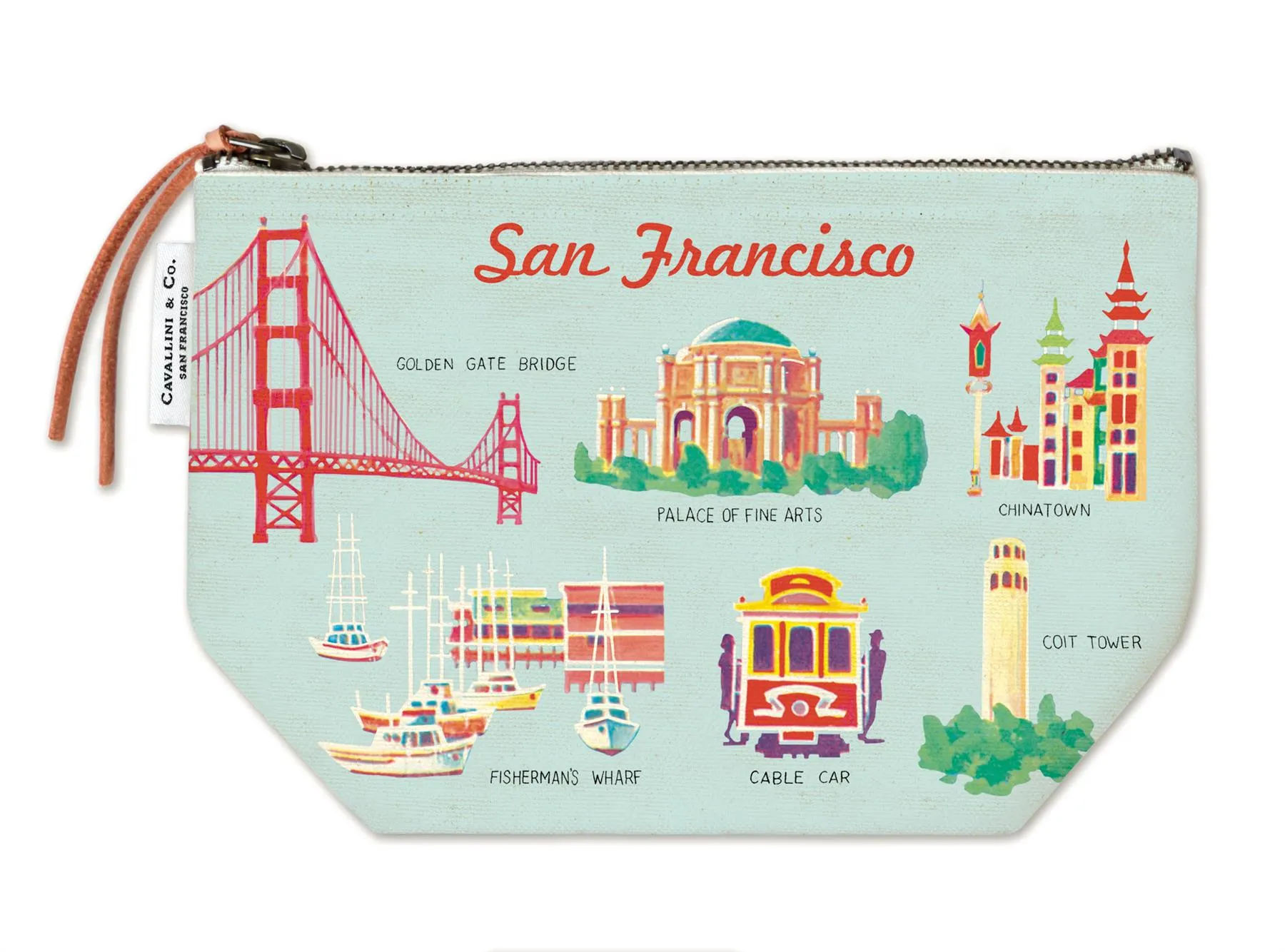 Cavallini - 100% Natural Cotton Vintage Pouch Bag - 15x22cms - San Francisco