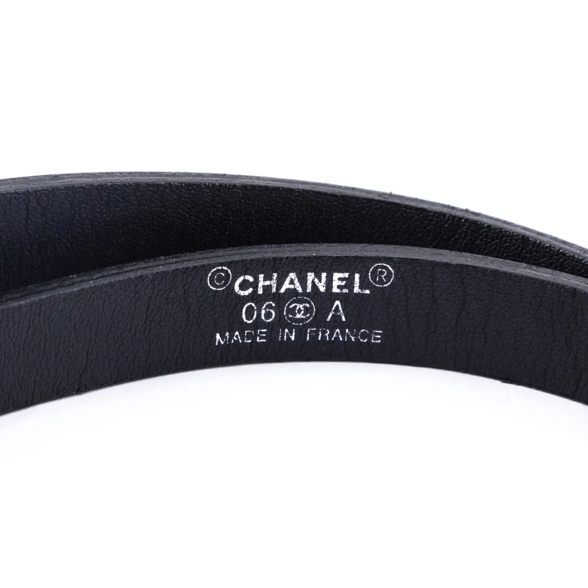 Chanel Black Patent & Strass Skinny Belt Size L