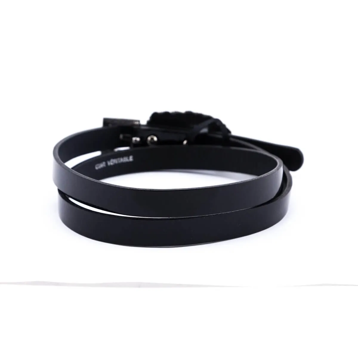 Chanel Black Patent & Strass Skinny Belt Size L