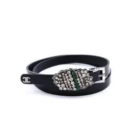 Chanel Black Patent & Strass Skinny Belt Size L