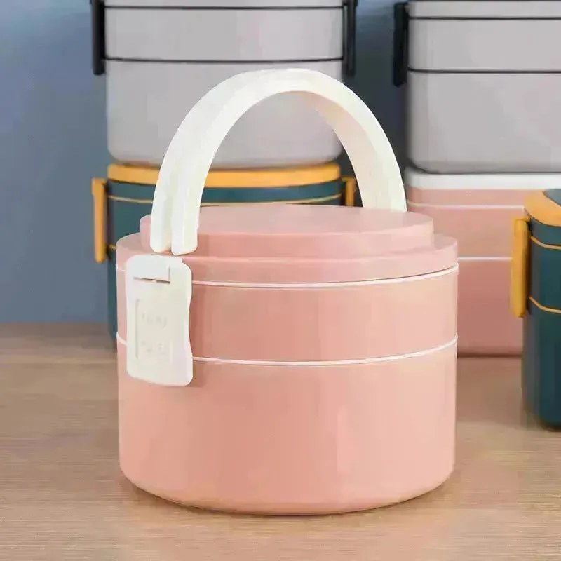 Double-layer portable Bento Thermal Insulated  lunch box with lid.