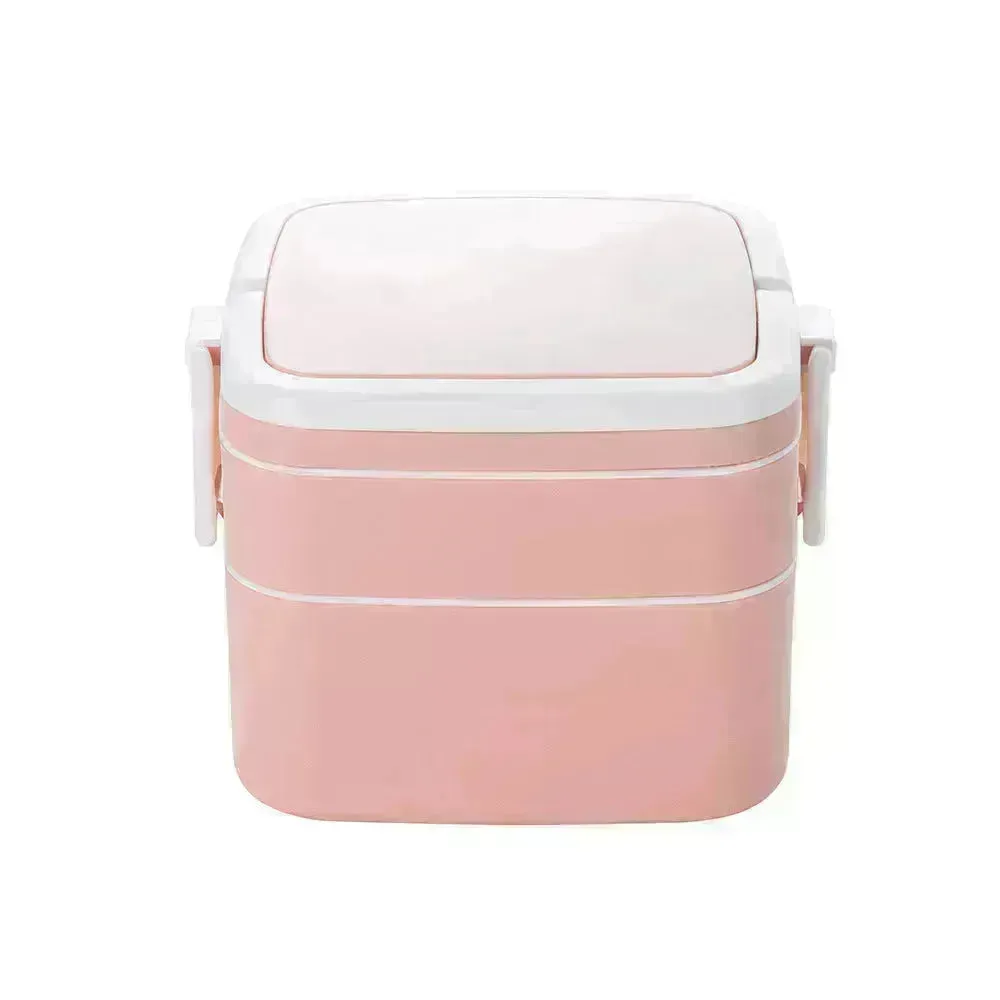Double-layer portable Bento Thermal Insulated  lunch box with lid.
