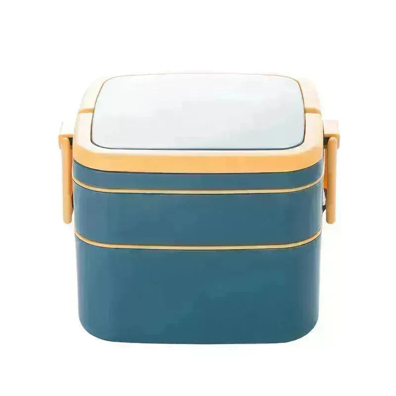 Double-layer portable Bento Thermal Insulated  lunch box with lid.