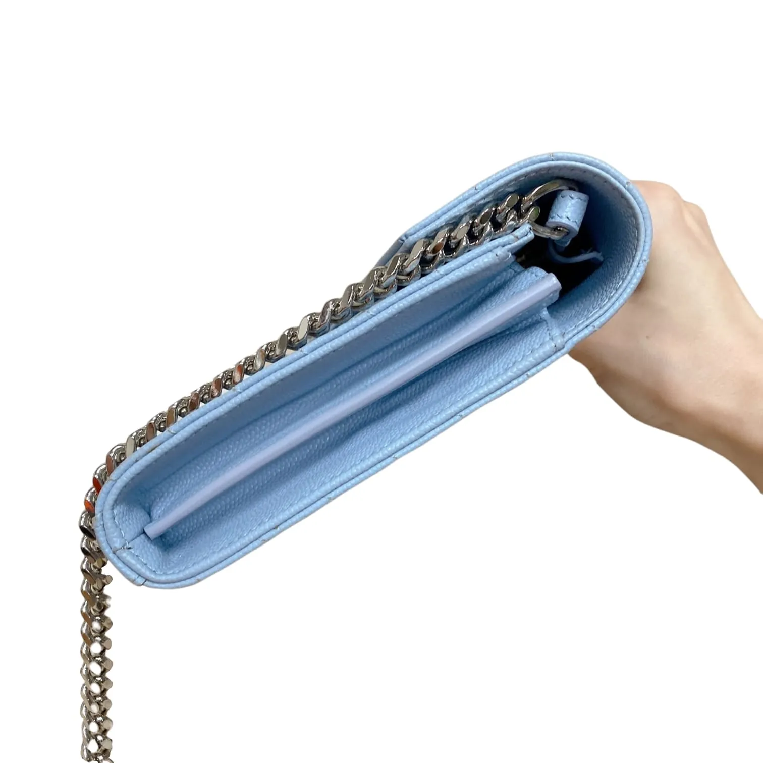 Envelope Chain Wallet Grain De Poudre Sky Blue SHW