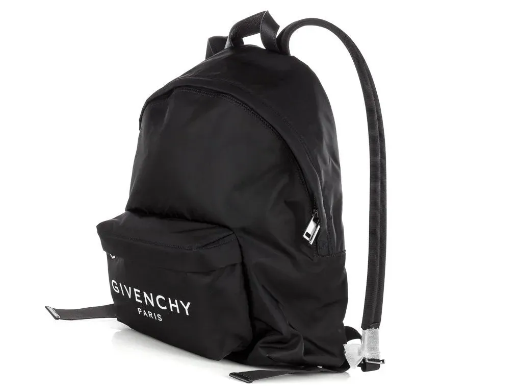 GIVENCHY Paris Black nylon Logo Backpack with Silver hardware BNWT