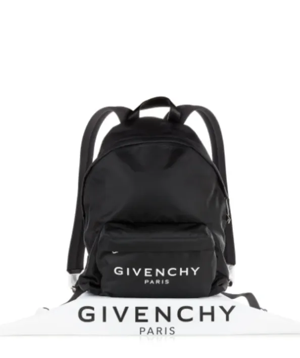 GIVENCHY Paris Black nylon Logo Backpack with Silver hardware BNWT