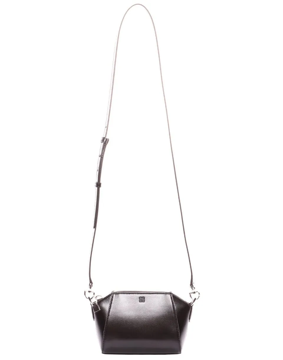 Grained Leather Black Nano Antigona Bag