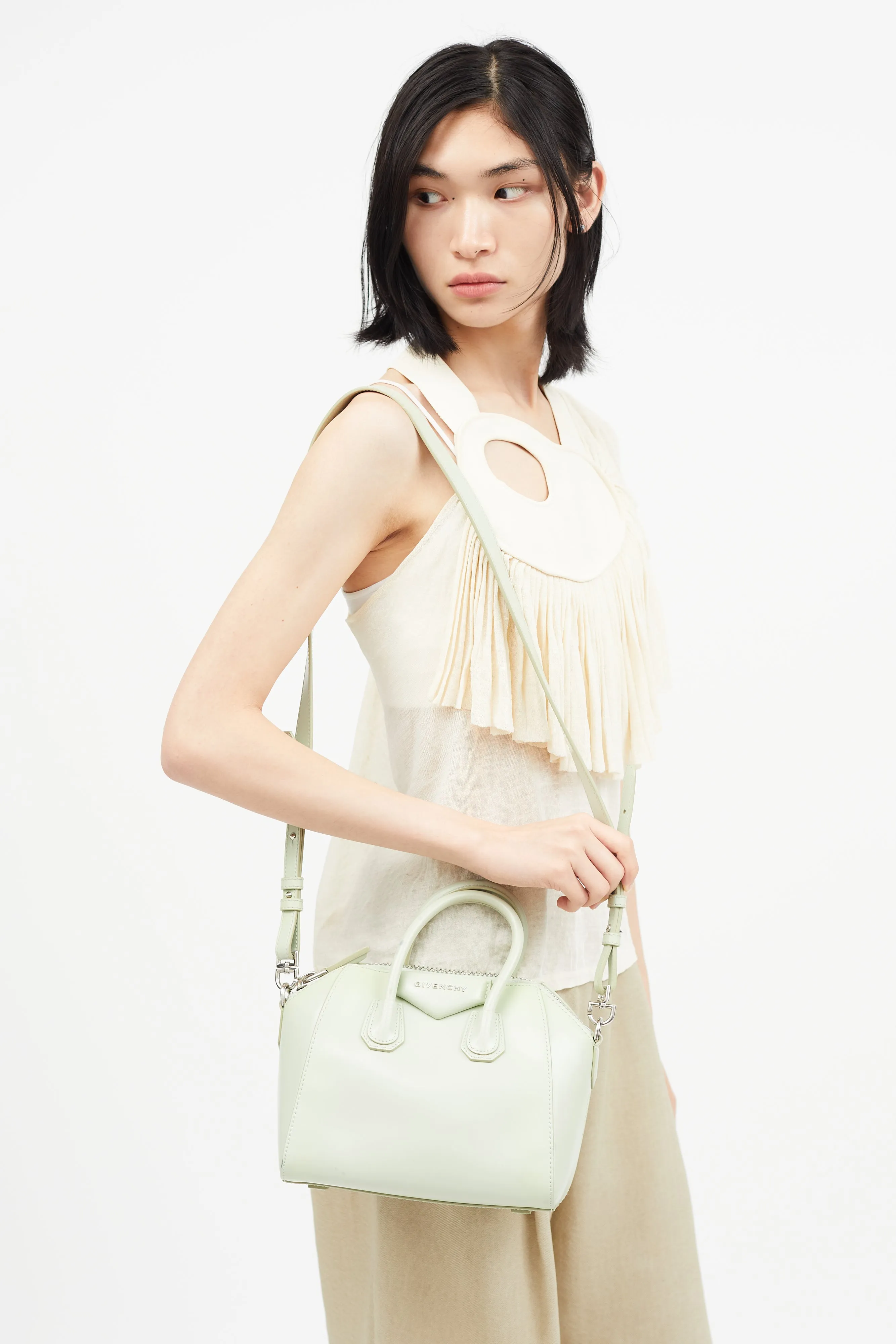 Green Antigona Leather Crossbody Bag