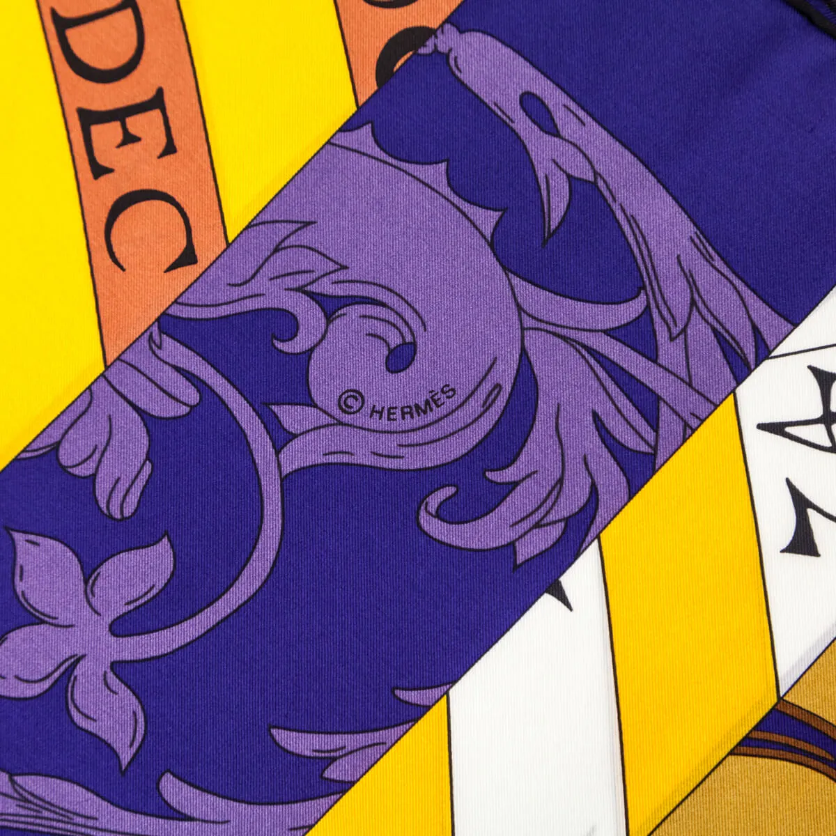 Hermes Purple & Yellow Astrologie Nouvelle Silk Carre Geant Scarf