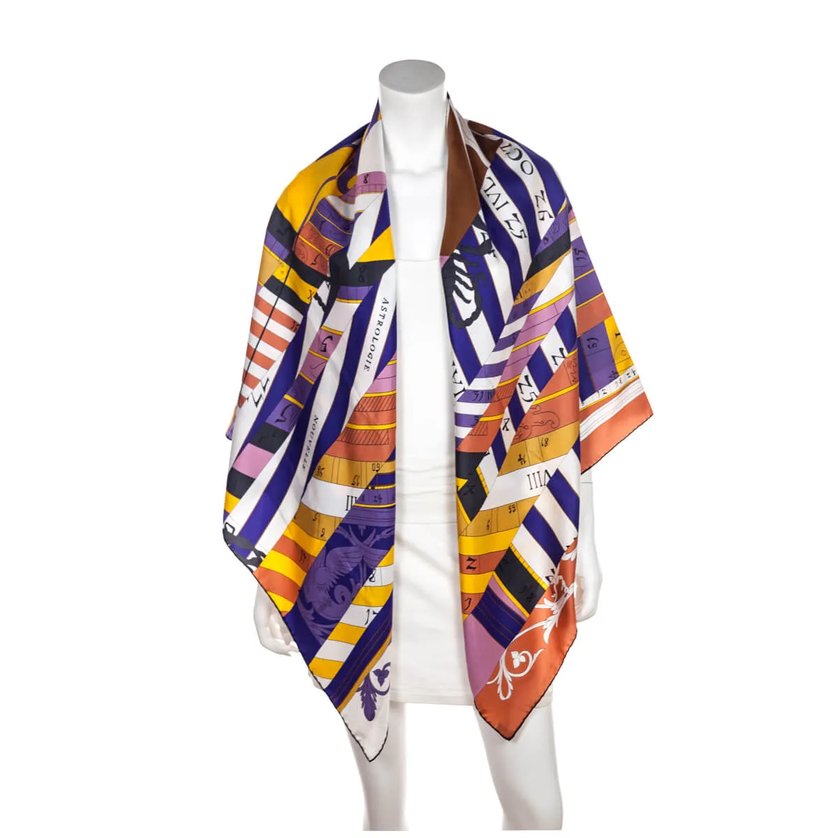 Hermes Purple & Yellow Astrologie Nouvelle Silk Carre Geant Scarf