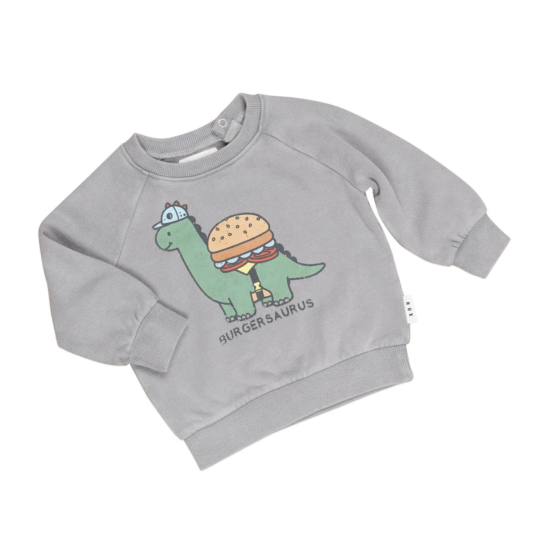 Huxbaby Burgersaurus Sweatshirt - Washed Grey