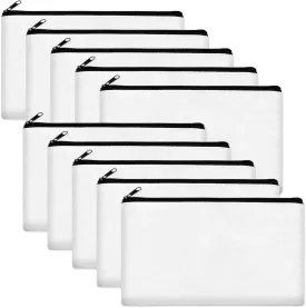 Legigo Blank DIY Craft Canvas Pencil Case - Makeup Pouch, Multi-Purpose Travel Toiletry Zipper Bag, Bulk Cosmetic Bags 8.3 5 Inch