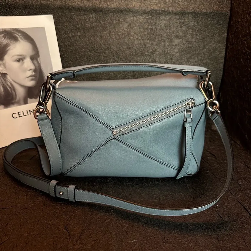 Loewe Geometric Puzzle Small Blue Leather Bag 25cm