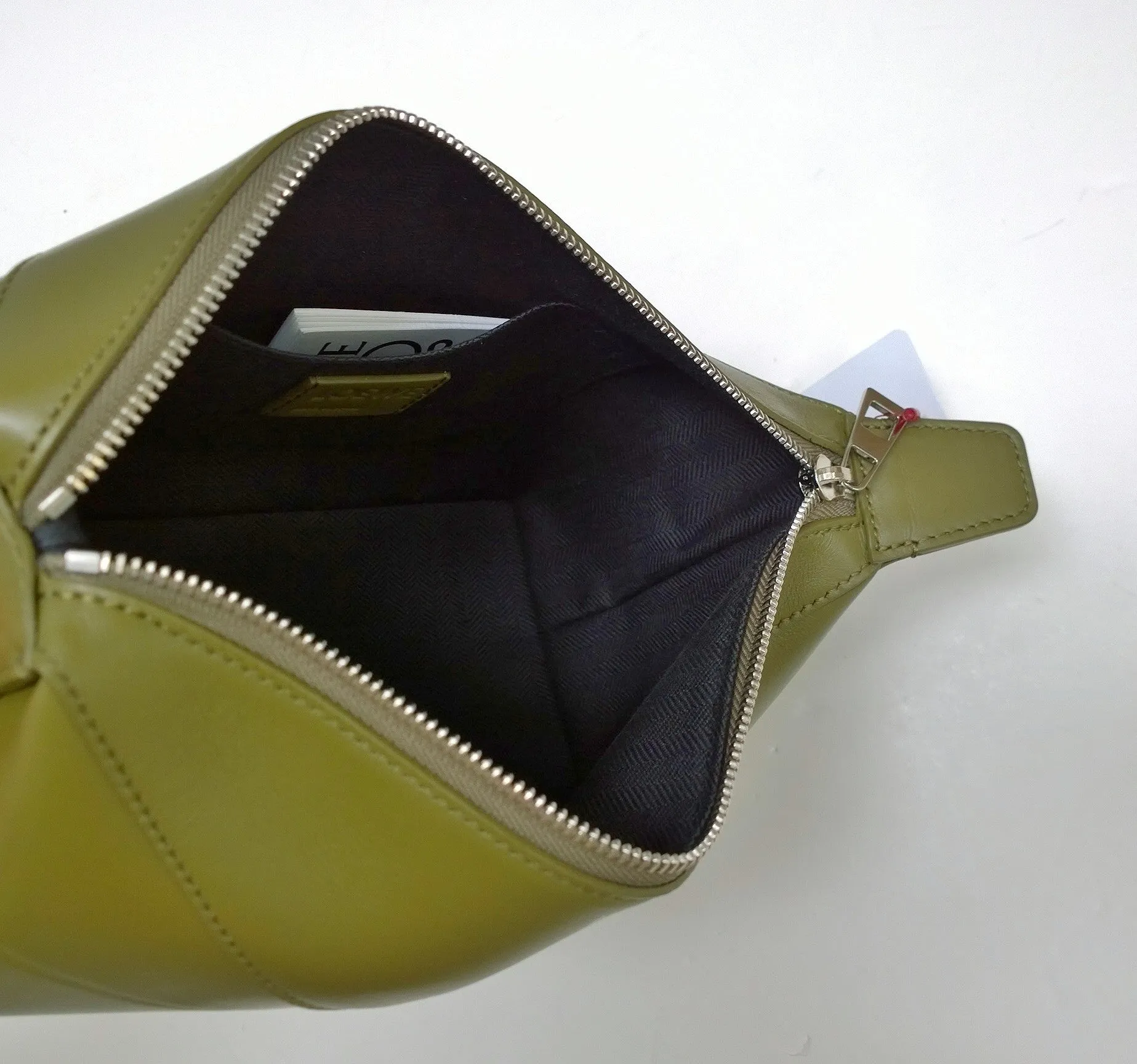 Loewe Puzzle Fold Handle Clutch Bag in Olive Leather New with Tags
