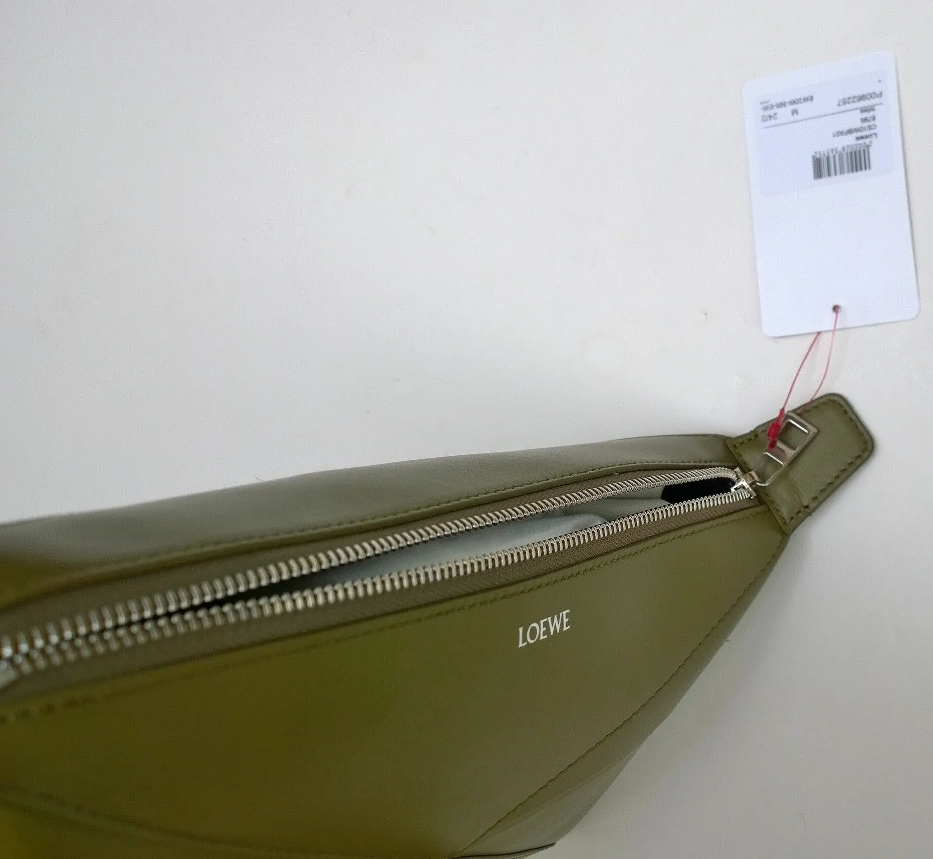 Loewe Puzzle Fold Handle Clutch Bag in Olive Leather New with Tags