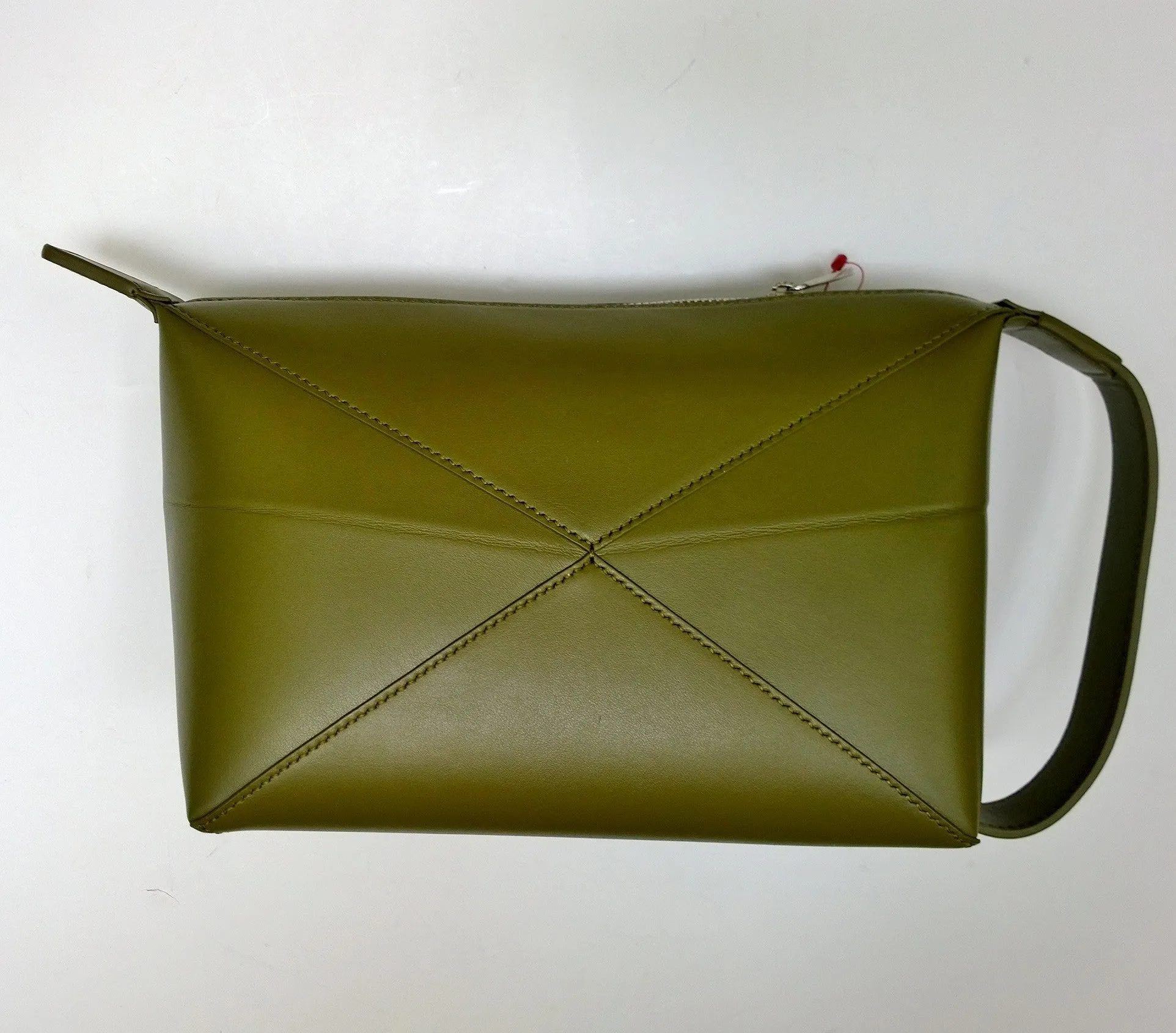 Loewe Puzzle Fold Handle Clutch Bag in Olive Leather New with Tags