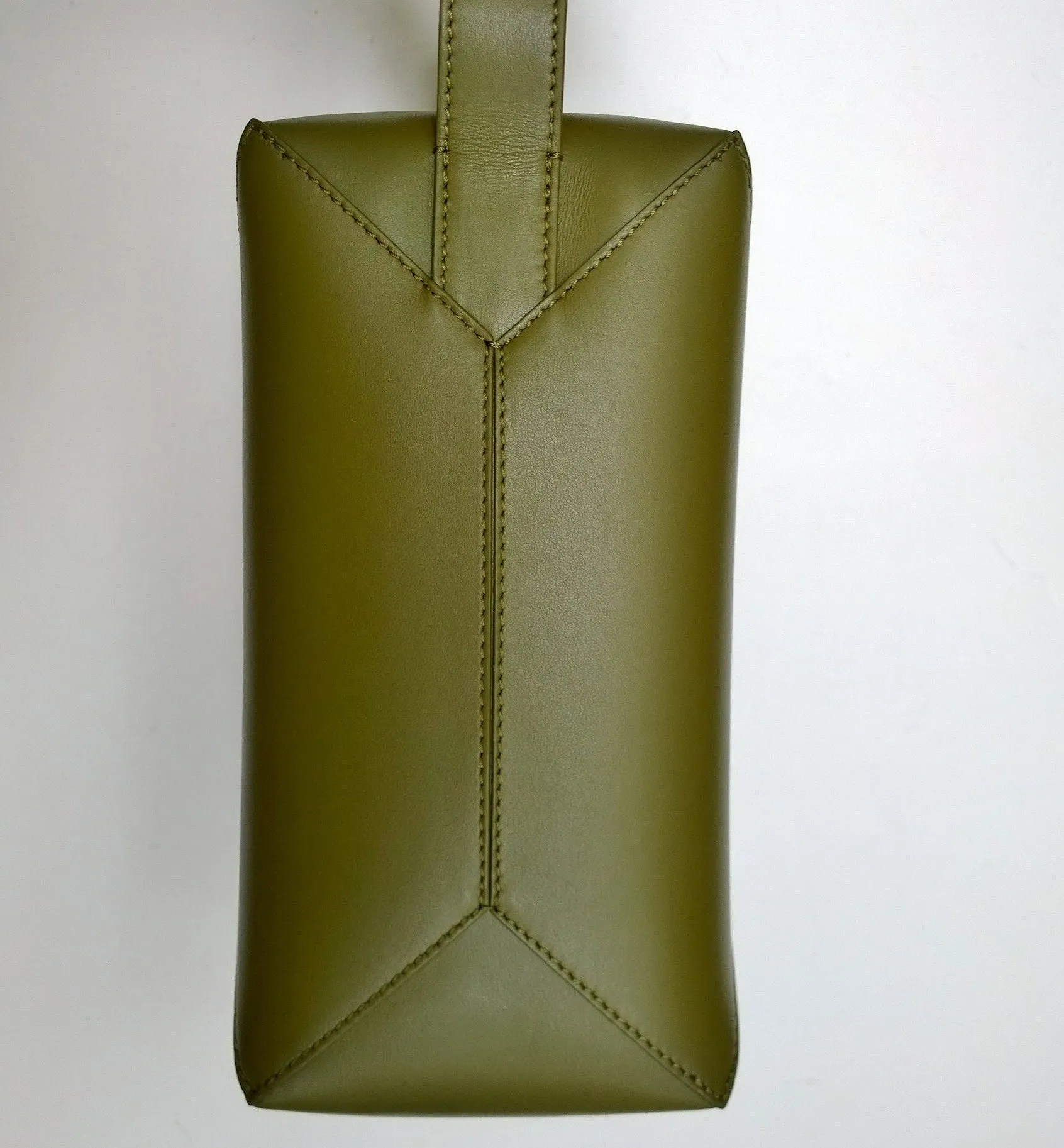 Loewe Puzzle Fold Handle Clutch Bag in Olive Leather New with Tags