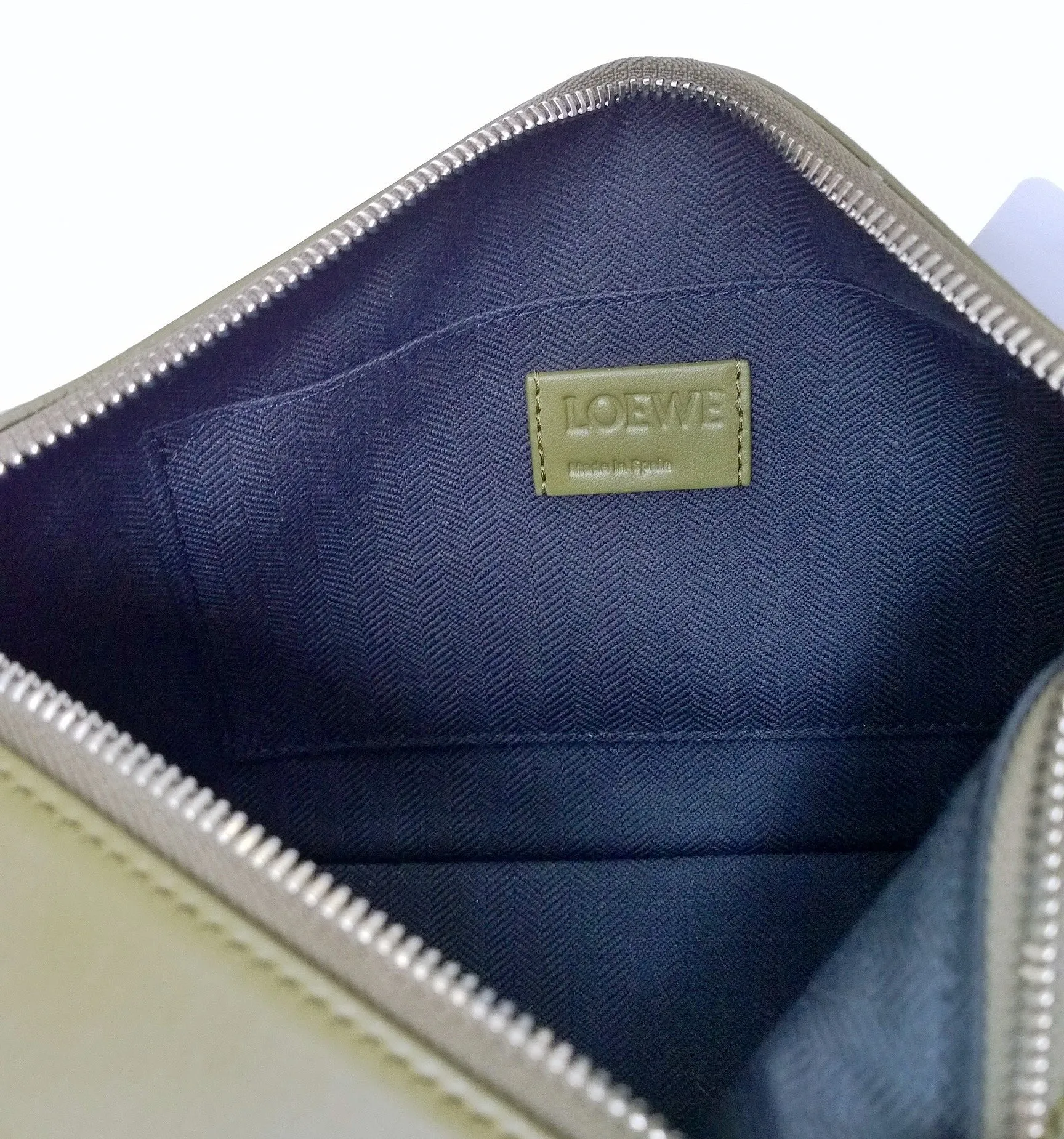 Loewe Puzzle Fold Handle Clutch Bag in Olive Leather New with Tags
