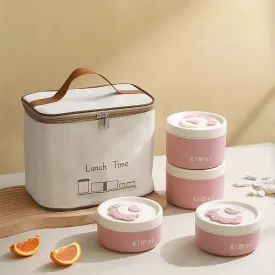 LunchMate 4 Stainless Steel Insulated Containers with Thermal Bag