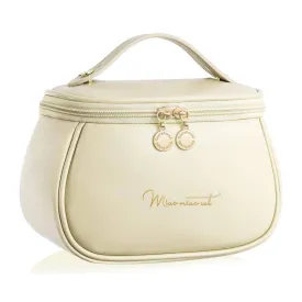 Makeup Bag, Portable Cosmetic Bag, Large Capacity for Girls & Women (White, BG)