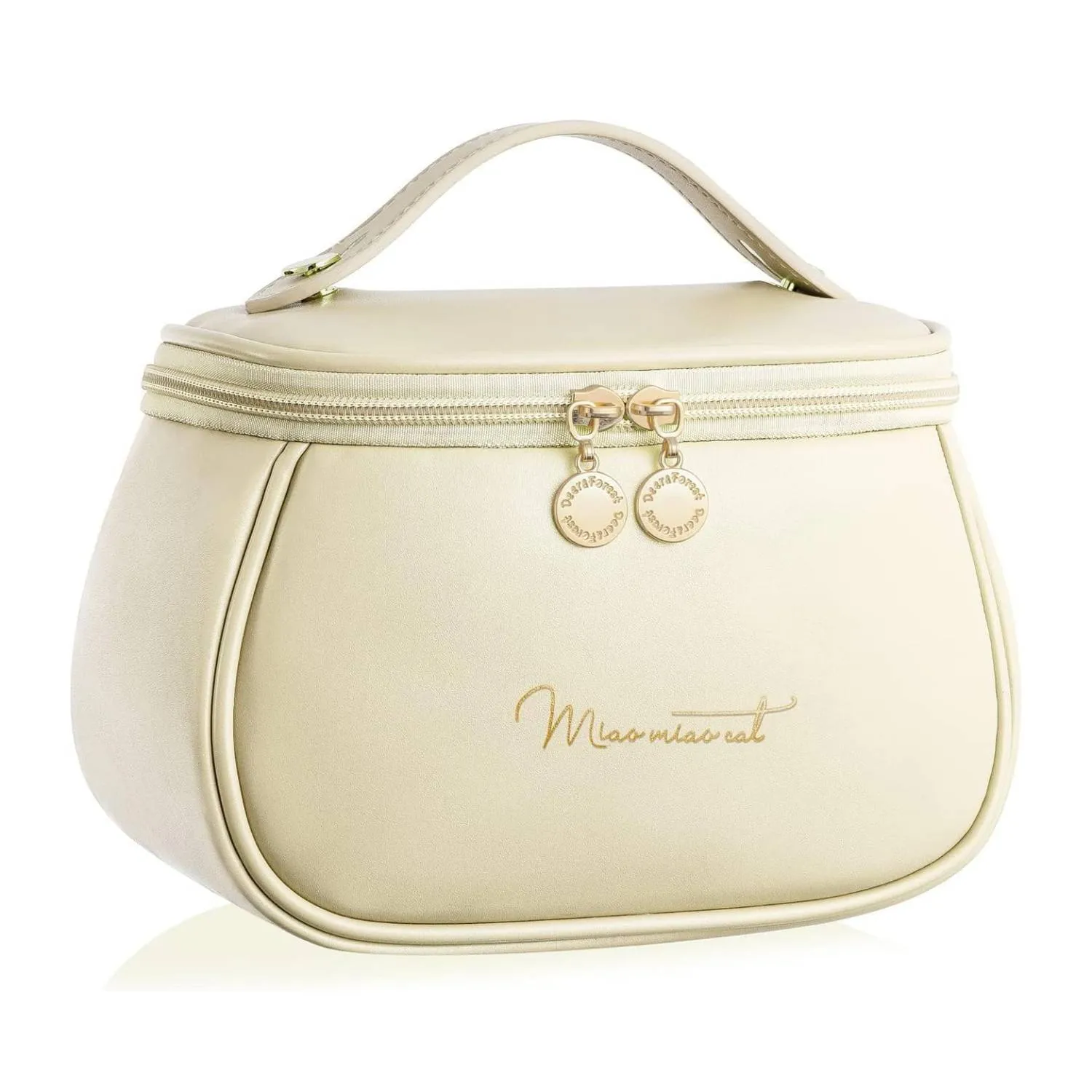 Makeup Bag, Portable Cosmetic Bag, Large Capacity for Girls & Women (White, BG)