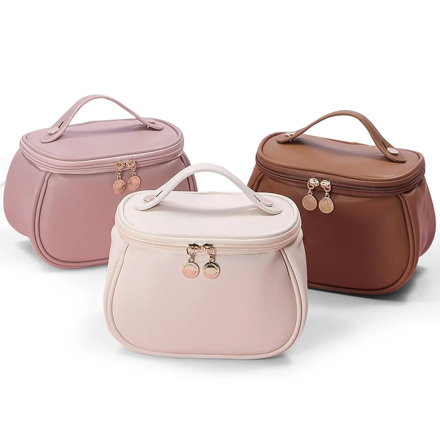 Makeup Bag, Portable Cosmetic Bag, Large Capacity for Girls & Women (White, BG)