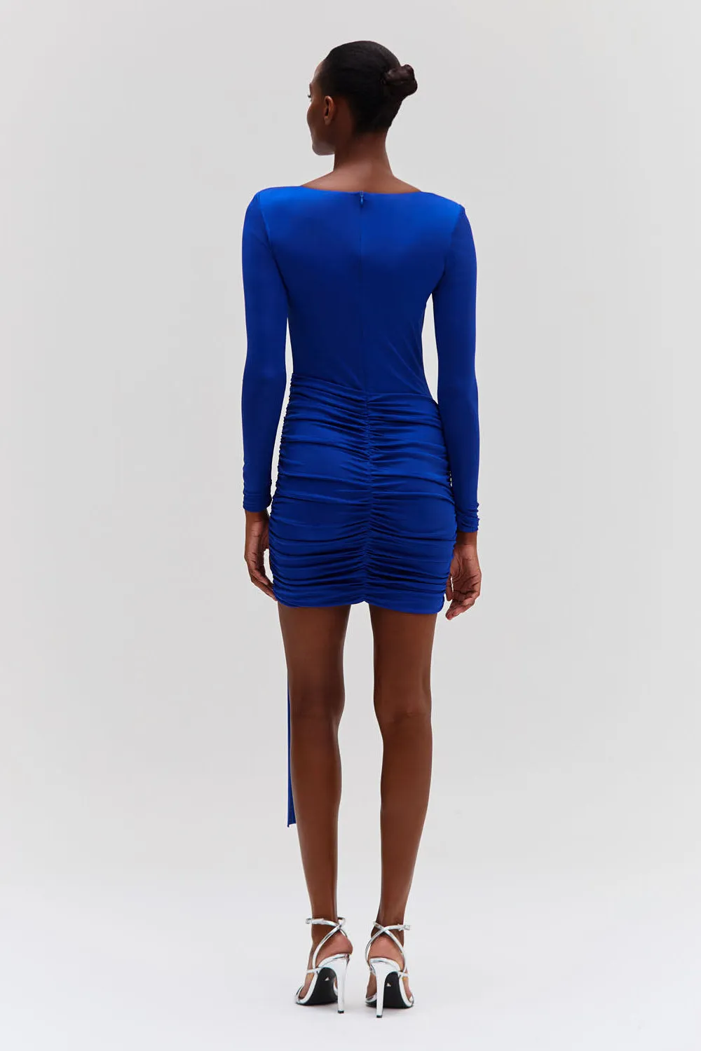 Metallic Jersey Long Sleeve Mini Dress