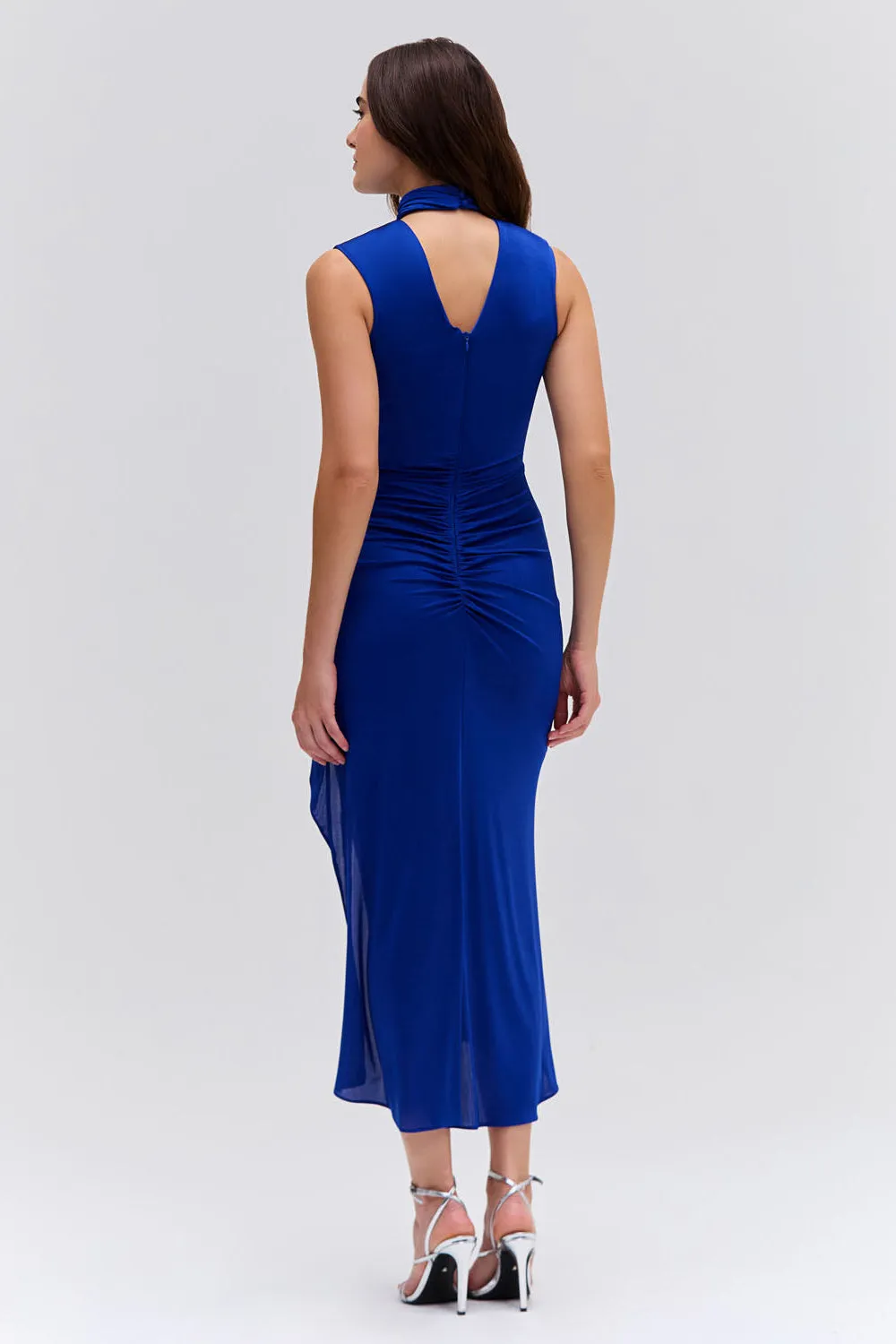Metallic Jersey Sleeveless Midi Dress
