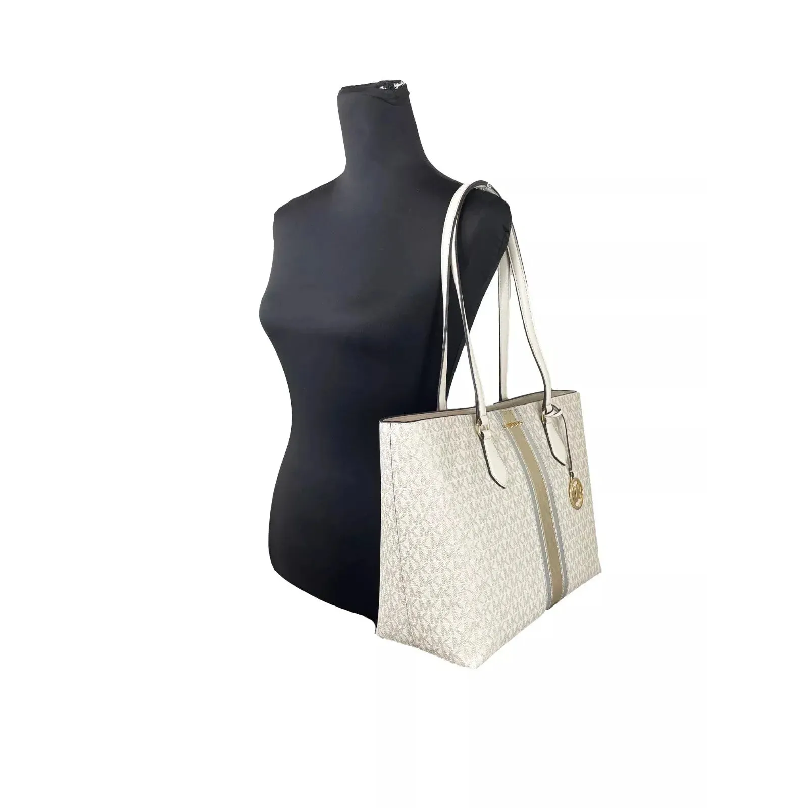 Michael Kors Sheila Large Tote Purse Bag Pale Gold